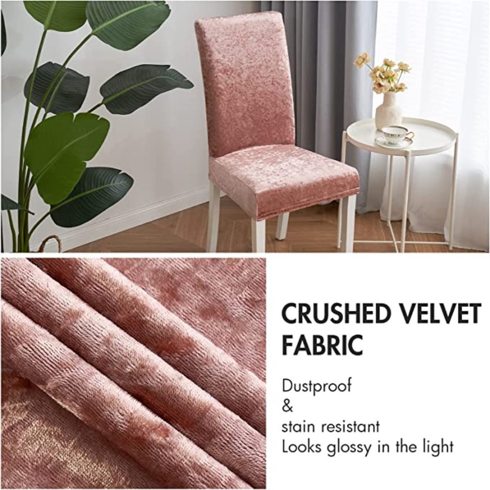 MIULEE Velvet Shimmer Chair Covers for Dining Room 6 Pack (H005) - Picture 2 of 8